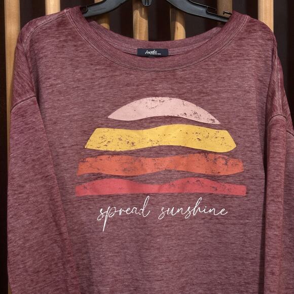 Angels Sweatshirt Womens Plus 1X Pink Lightweight Spread Sunshine Pullover Cozy - Picture 5 of 8